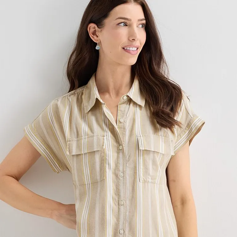 St. John's Bay Womens Short Sleeve Striped Sheath Dress