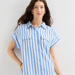 St. John's Bay Womens Short Sleeve Striped Sheath Dress