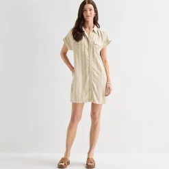 St. John's Bay Womens Short Sleeve Striped Sheath Dress