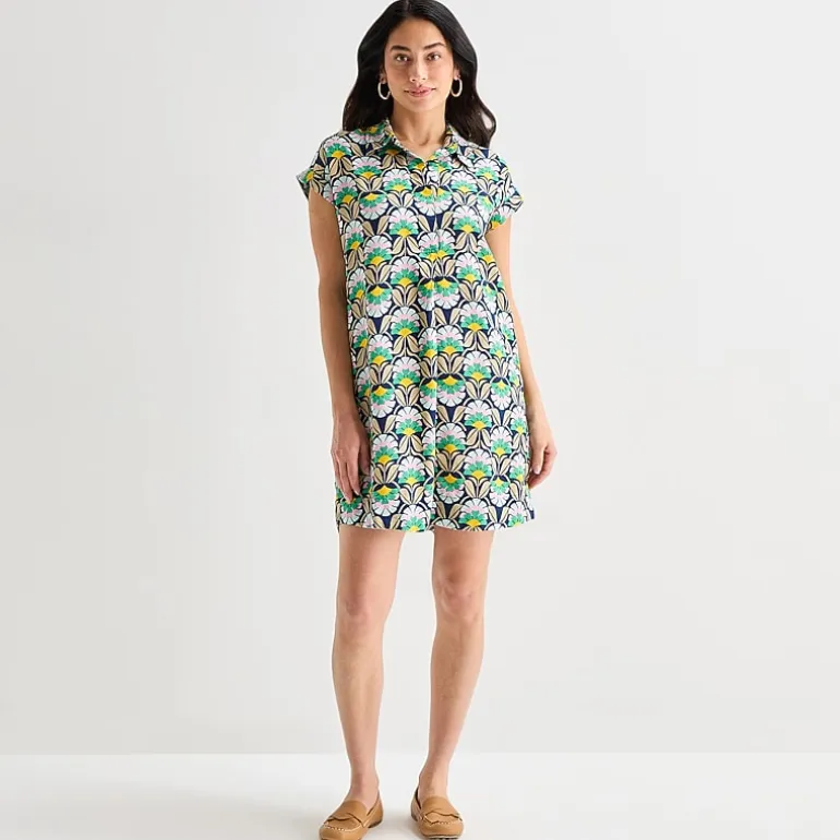 St. John's Bay Womens Short Sleeve Striped Sheath Dress