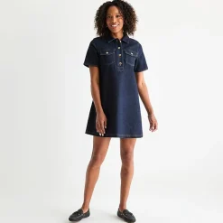St. John's Bay Womens Short Sleeve A-Line Denim Dress
