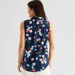 St. John's Bay Womens Sleeveless Regular Fit Button-Down Shirt