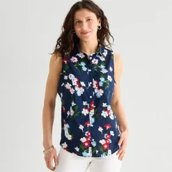 St. John's Bay Womens Sleeveless Regular Fit Button-Down Shirt