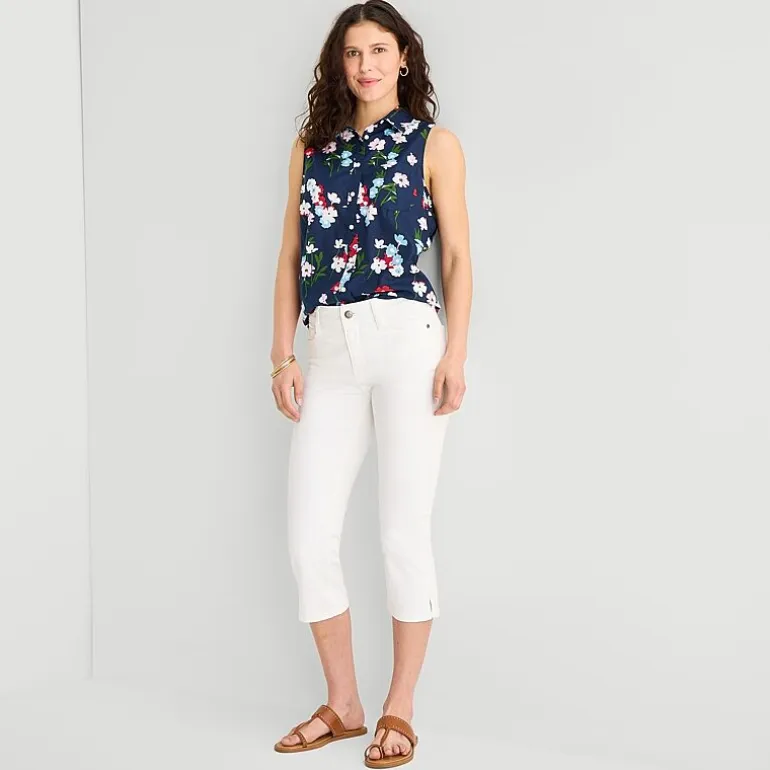 St. John's Bay Womens Sleeveless Regular Fit Button-Down Shirt