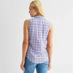 St. John's Bay Womens Sleeveless Regular Fit Button-Down Shirt