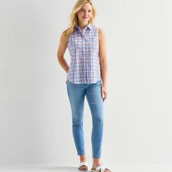 St. John's Bay Womens Sleeveless Regular Fit Button-Down Shirt