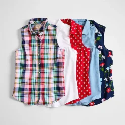 St. John's Bay Womens Sleeveless Regular Fit Button-Down Shirt