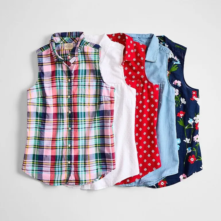 St. John's Bay Womens Sleeveless Regular Fit Button-Down Shirt