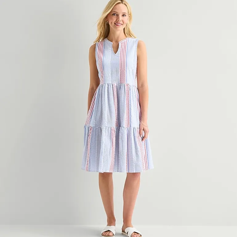 St. John's Bay Womens Sleeveless Striped A-Line Dress