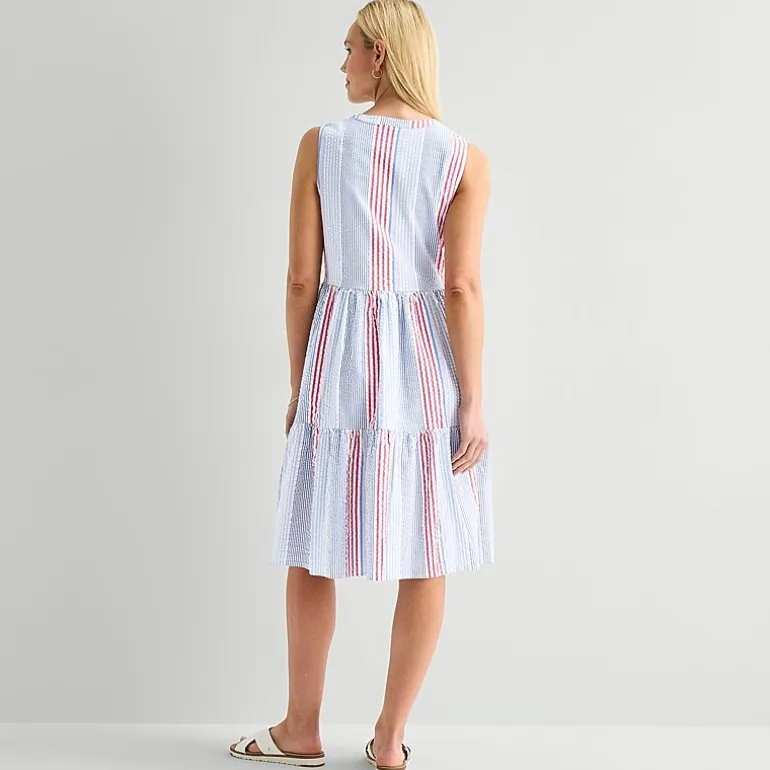 St. John's Bay Womens Sleeveless Striped A-Line Dress