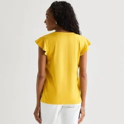 St. John's Bay Womens Split Crew Neck Short Sleeve Blouse