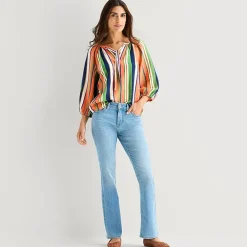 St. John's Bay Womens Split Tie Neck 3/4 Sleeve Blouse