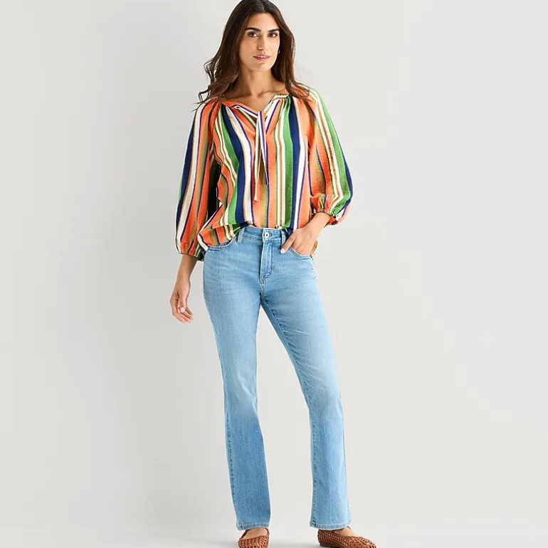 St. John's Bay Womens Split Tie Neck 3/4 Sleeve Blouse