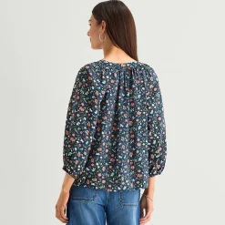 St. John's Bay Womens Split Tie Neck 3/4 Sleeve Blouse