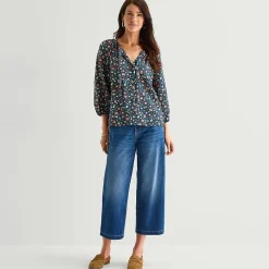 St. John's Bay Womens Split Tie Neck 3/4 Sleeve Blouse