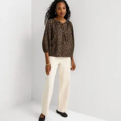 St. John's Bay Womens Split Tie Neck 3/4 Sleeve Blouse