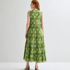 St. John's Bay Womens Split Tie Neck Sleeveless A-Line Dress