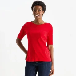 St. John's Bay Womens Tall Boat Neck Elbow Sleeve T-Shirt