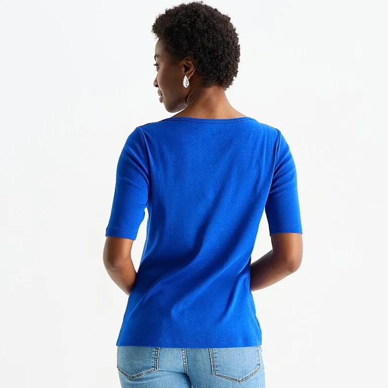 St. John's Bay Womens Tall Boat Neck Elbow Sleeve T-Shirt