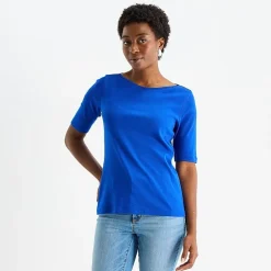 St. John's Bay Womens Tall Boat Neck Elbow Sleeve T-Shirt