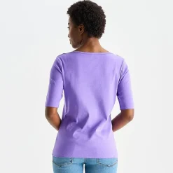 St. John's Bay Womens Tall Boat Neck Elbow Sleeve T-Shirt