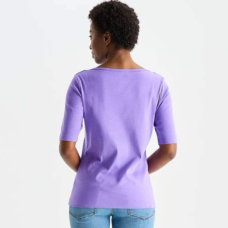 St. John's Bay Womens Tall Boat Neck Elbow Sleeve T-Shirt