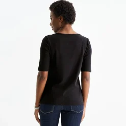 St. John's Bay Womens Tall Boat Neck Elbow Sleeve T-Shirt