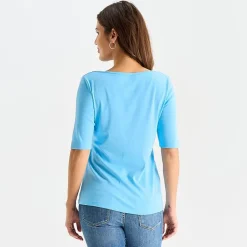 St. John's Bay Womens Tall Boat Neck Elbow Sleeve T-Shirt
