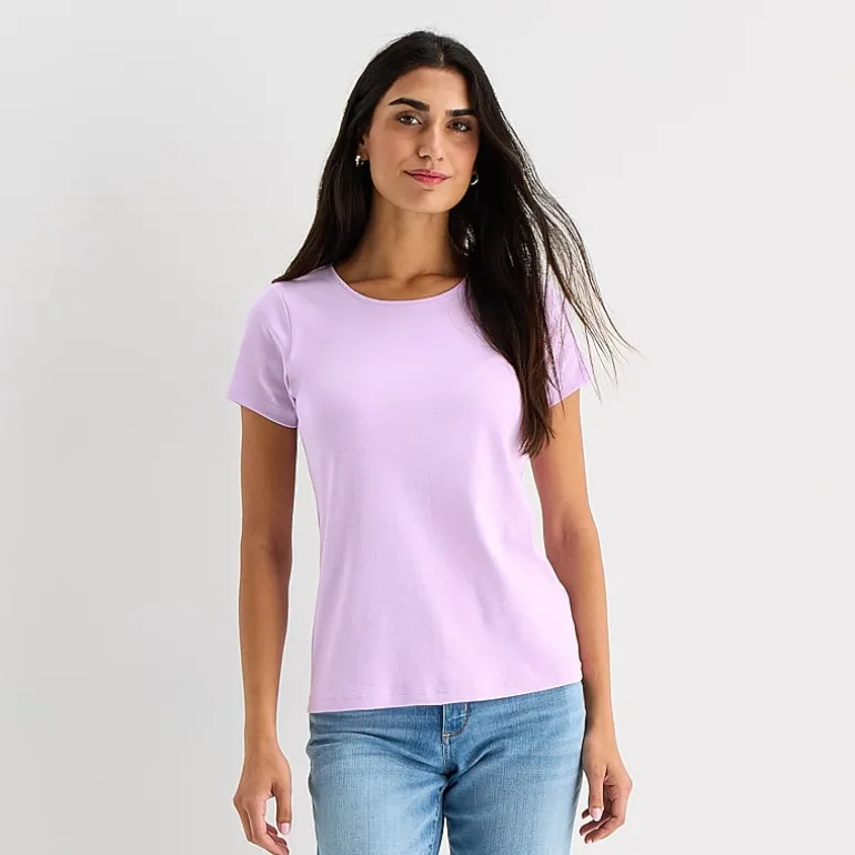 St. John's Bay Womens Tall Crew Neck Short Sleeve T-Shirt