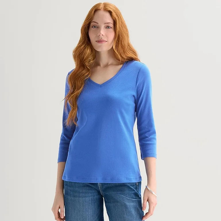 St. John's Bay Womens Tall Crew Neck 3/4 Sleeve T-Shirt