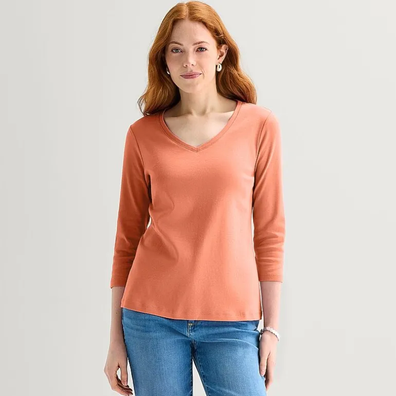 St. John's Bay Womens Tall Crew Neck 3/4 Sleeve T-Shirt