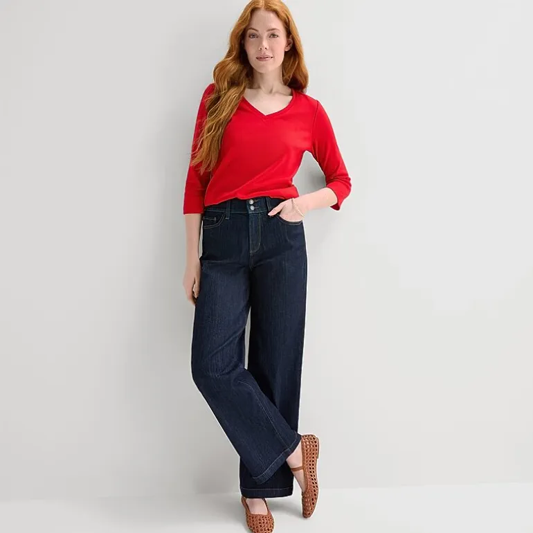 St. John's Bay Womens Tall Crew Neck 3/4 Sleeve T-Shirt