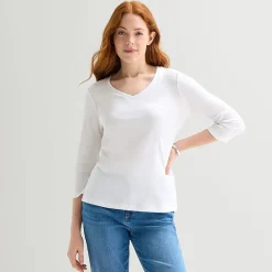 St. John's Bay Womens Tall Crew Neck 3/4 Sleeve T-Shirt