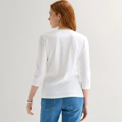 St. John's Bay Womens Tall Crew Neck 3/4 Sleeve T-Shirt