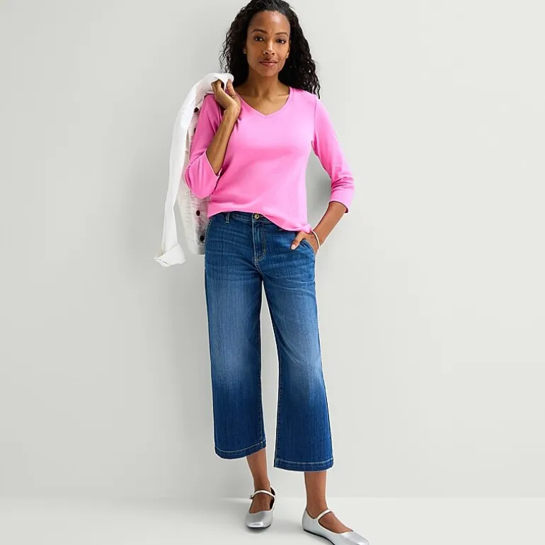 St. John's Bay Womens Tall Crew Neck 3/4 Sleeve T-Shirt