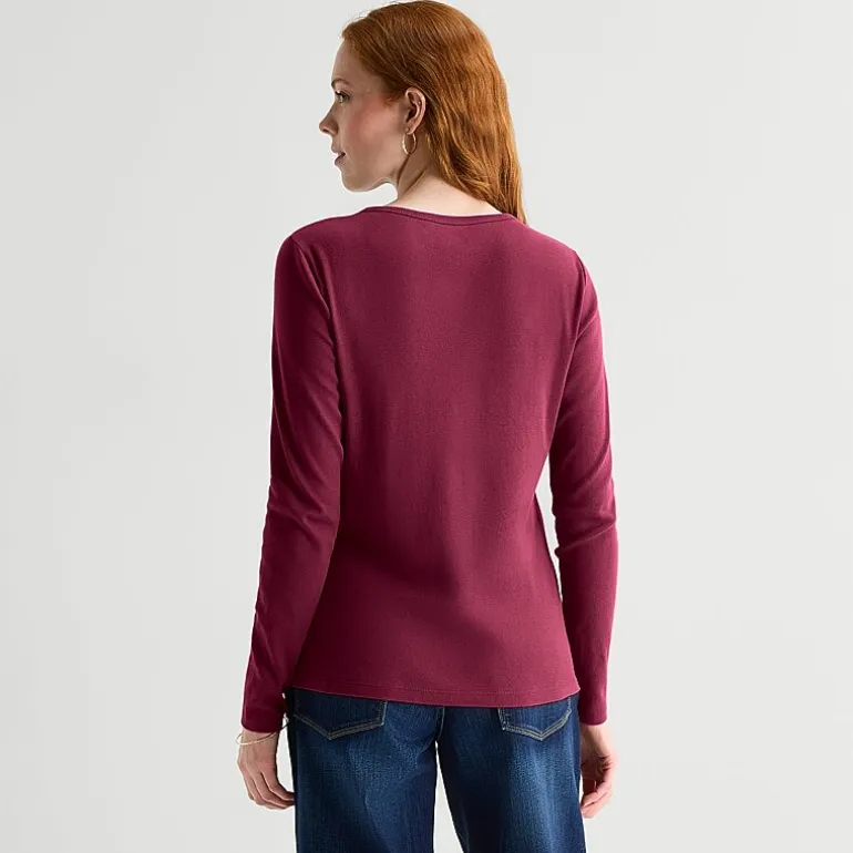 St. John's Bay Womens Tall Crew Neck Long Sleeve T-Shirt