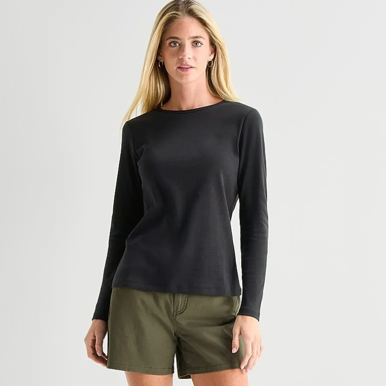 St. John's Bay Womens Tall Crew Neck Long Sleeve T-Shirt