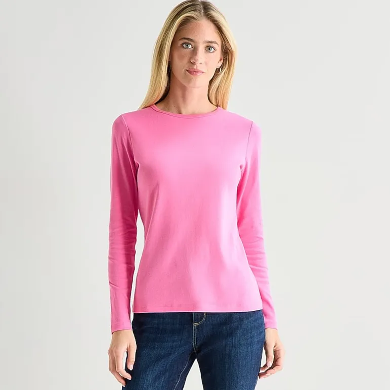 St. John's Bay Womens Tall Crew Neck Long Sleeve T-Shirt