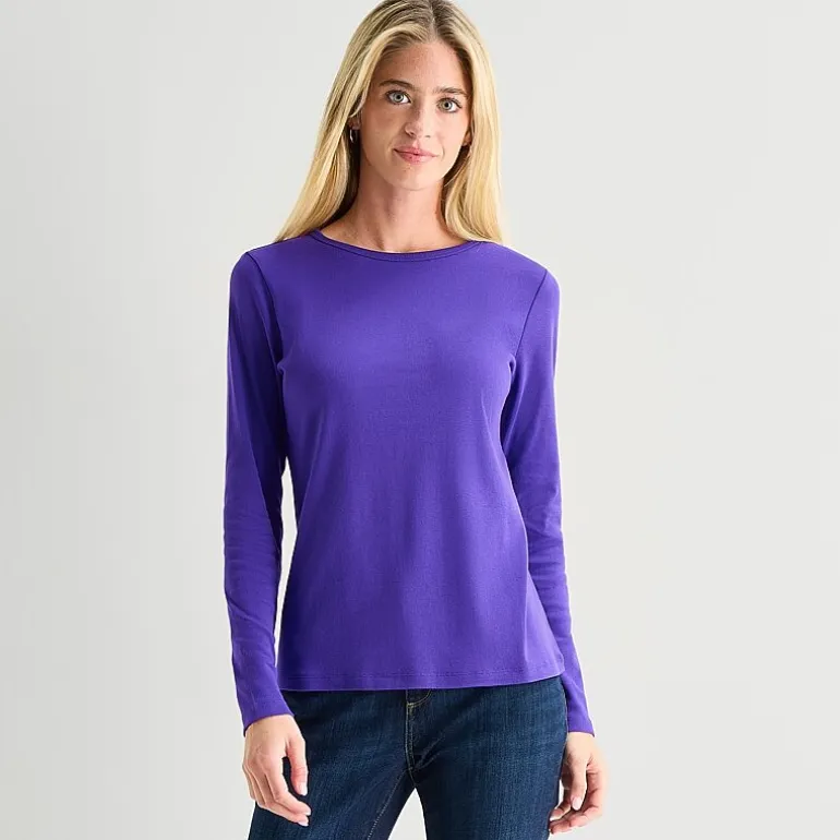 St. John's Bay Womens Tall Crew Neck Long Sleeve T-Shirt