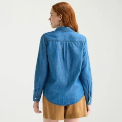 St. John's Bay Womens Tall Cuffed Long Sleeve Regular Fit Button-Down Shirt