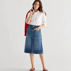 St. John's Bay Womens Tall High Rise Midi Denim Skirt