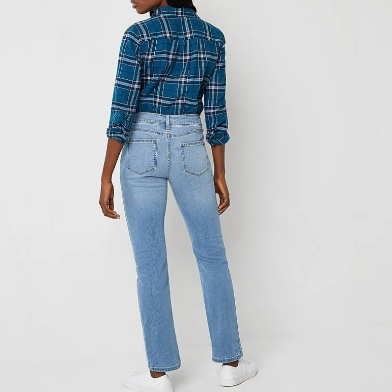 St. John's Bay Womens Tall Mid Rise Stretch Fabric Straight Leg Jean