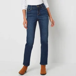 St. John's Bay Womens Tall Mid Rise Stretch Fabric Straight Leg Jean