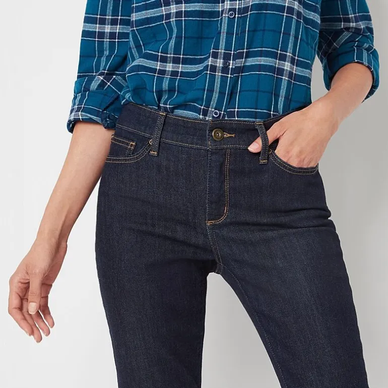 St. John's Bay Womens Tall Mid Rise Stretch Fabric Straight Leg Jean
