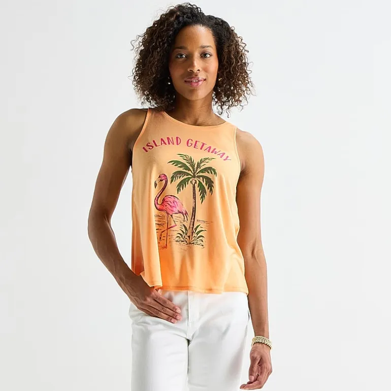 St. John's Bay Womens Tall Round Neck Sleeveless Tank Top