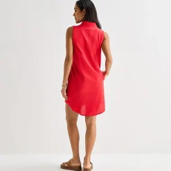 St. John's Bay Womens Tall Sleeveless Shirt Dress
