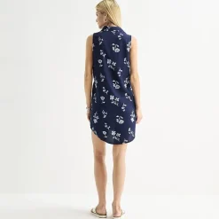 St. John's Bay Womens Tall Sleeveless Shirt Dress