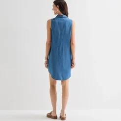 St. John's Bay Womens Tall Sleeveless Shirt Dress