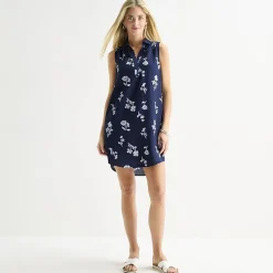 St. John's Bay Womens Tall Sleeveless Shirt Dress