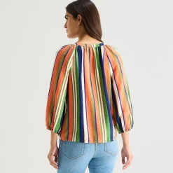 St. John's Bay Womens Tall Split Tie Neck 3/4 Sleeve Blouse